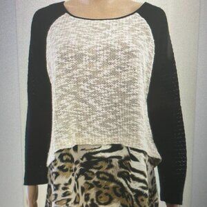 Poeme by Citron Women's Size Small Tunic Top Layered Leopard Print Tunic